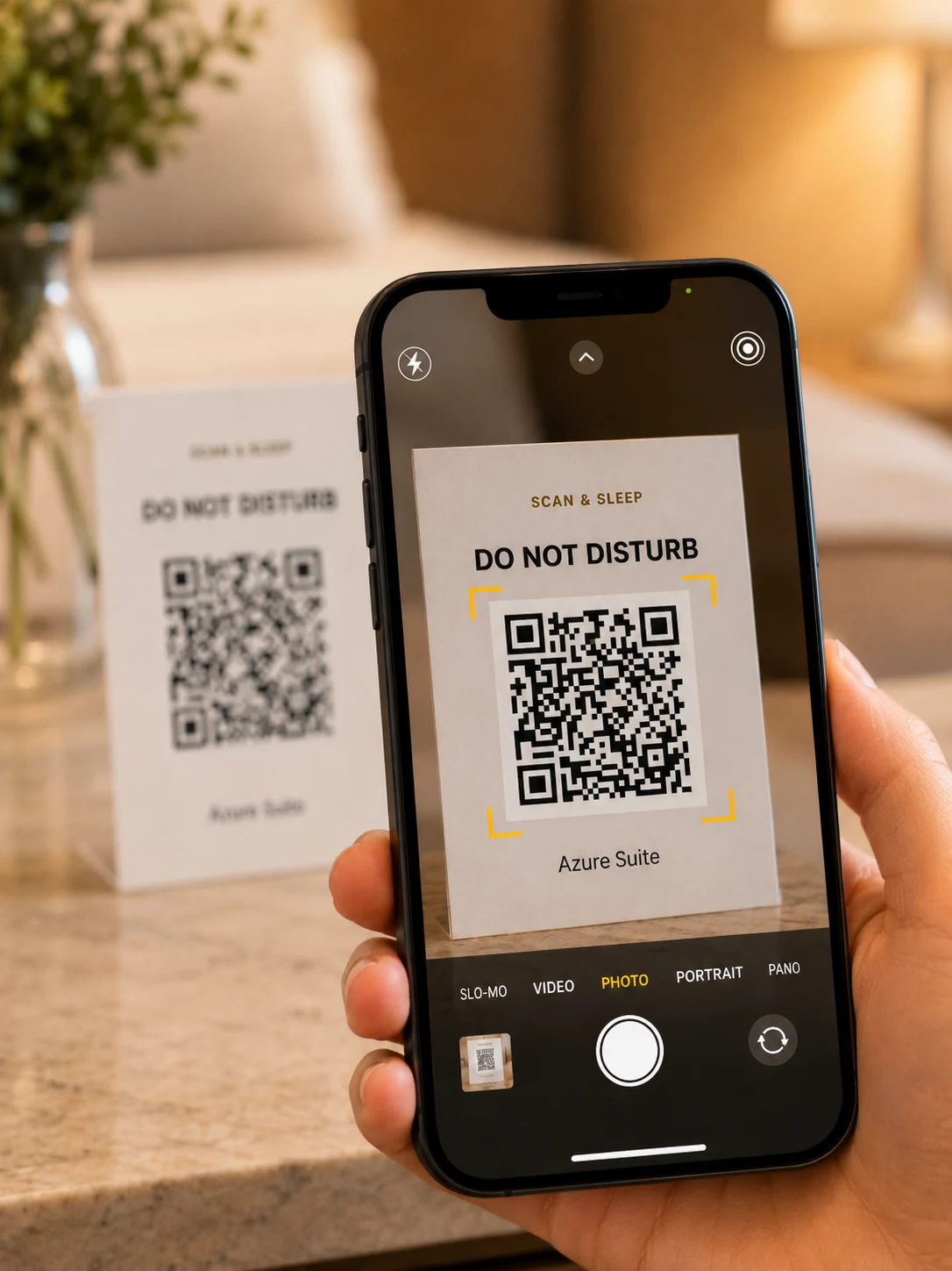 Guest scanning the room QR code