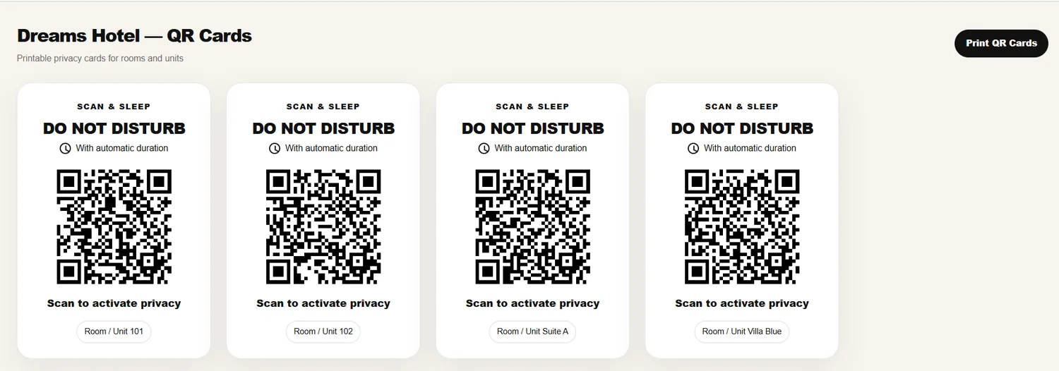 Printable Scan and Sleep room QR cards