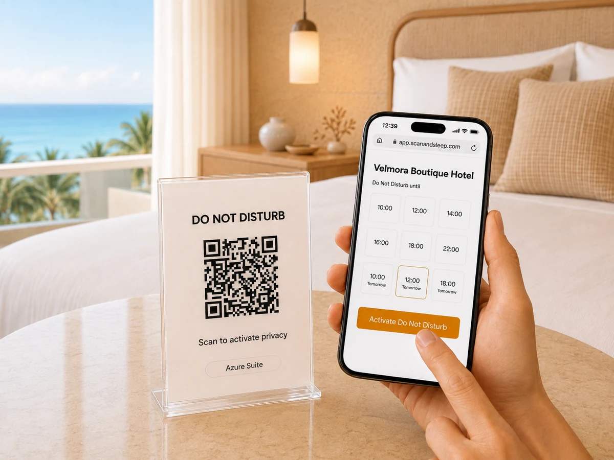 Scan & Sleep Do Not Disturb QR and guest mobile experience